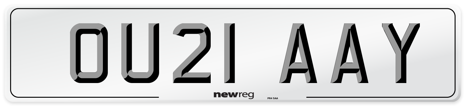 OU21 AAY Number Plate from New Reg